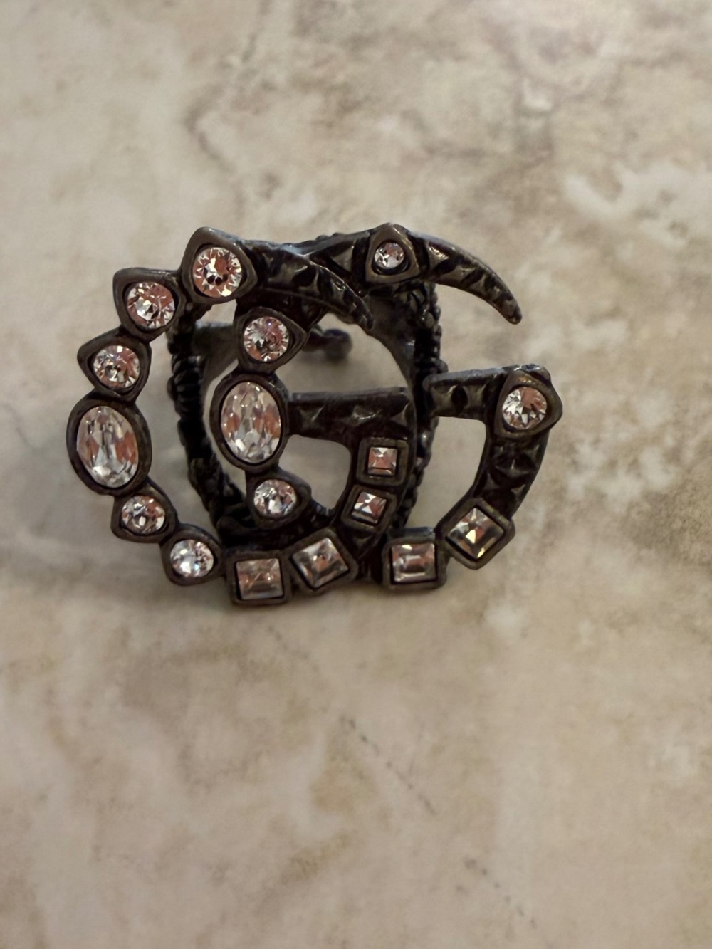 Gucci Crystal Double G Ring